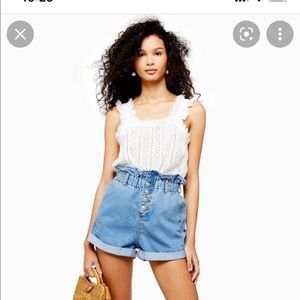 Topshop Paperbag Denim Shorts